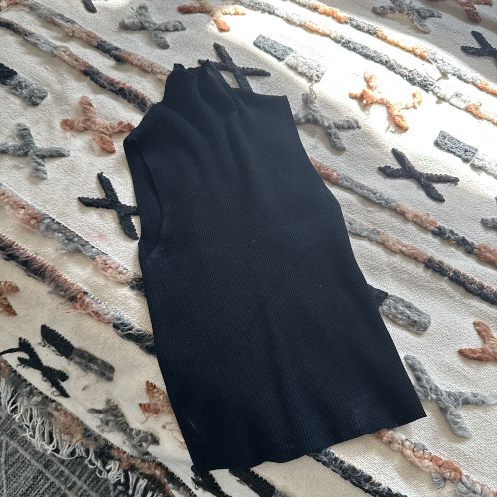 Zara Black Ribbed Knit Top